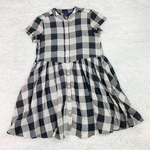 Gap Women XS short sleeve black white checkered Shirtdress collarless